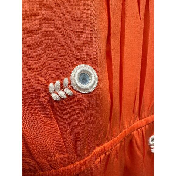 Adorable Summer Dress XS Orange White Embroidered Flowers Bling Fairy Old Navy - Picture 9 of 10